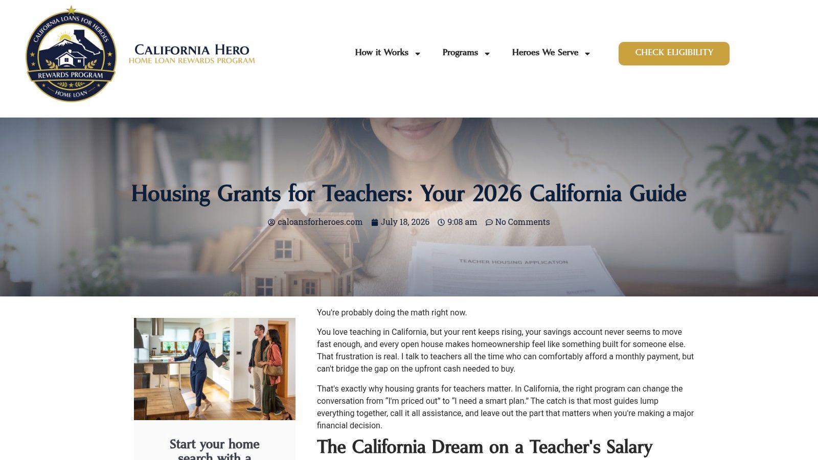 Housing Grants for Teachers: Your 2026 California Guide