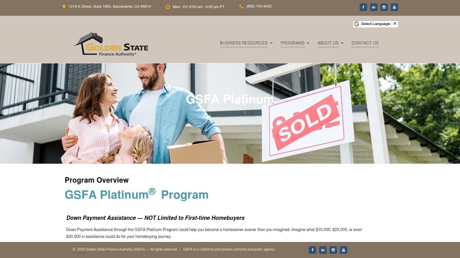 Golden State Finance Authority (GSFA) – Platinum Program